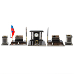 Настольный письменный набор с часами из природного камня обсидиана Team leader варинант исполнения - 1 | Loft Concept в Липецке