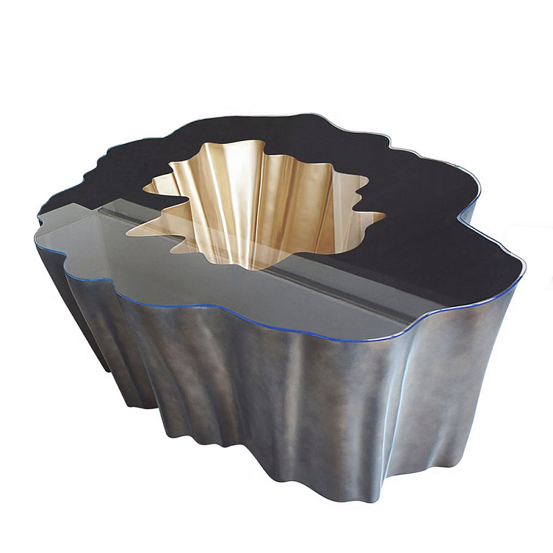 Кофейный стол Burl Exotic tree Coffee Table Brown Серый Черный Золотой в Липецке | Loft Concept 