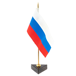 Флагшток настольный с флагом России из камня обсидиан Stone Flagpole варинант исполнения - 2 | Loft Concept в Липецке