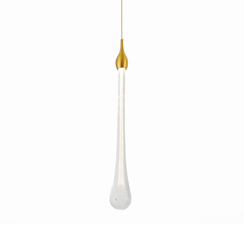 Подвесной светильник с плафоном в форме капли на золотистом каркасе Raindrop Прозрачное Стекло Золотой в Липецке | Loft Concept 