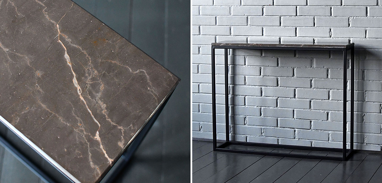 Консоль с коричневой мраморной столешницей Different Marble Brown Консоль с коричневой мраморной столешницей Different Marble Brown - Loft-Concept в Липецке