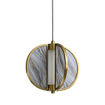 Подвесной светильник с круглым плафоном из искусственного алебастра в бронзовой оправе Marbella варинант исполнения - 1 | Loft Concept в Липецке