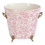 Кашпо из белого фарфора с розовым цветочным орнаментом Eden Garden варинант исполнения - 1 | Loft Concept в Липецке