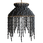 Подвесной светильник с абажуром украшенным черными бусинами Wooden Beads Chandelier Black варинант исполнения - 1 | Loft Concept в Липецке