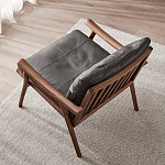 Кресло c каркасом из массива дерева и мягкой кожаной обивкой Walnut Armchair варинант исполнения - 3 | Loft Concept в Липецке