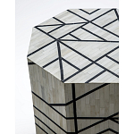 Приставной столик с инкрустацией Black and White Geometry bone bedside table варинант исполнения - 1 | Loft Concept в Липецке