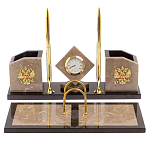 Настольный письменный набор из бежевого мрамора с часами Marble Accessory варинант исполнения - 1 | Loft Concept в Липецке