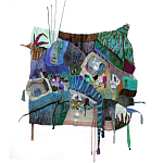 Панно гобелен яркие Пространство-Время TimeSpace Blue варинант исполнения - 2 | Loft Concept в Липецке