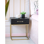 Приставной столик с резным узором на выдвижном ящике Black Table Carved Pattern варинант исполнения - 8 | Loft Concept в Липецке