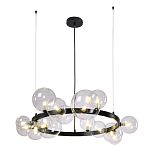Люстра круглая подвесная с 15-ю прозрачными шарообразными плафонами из стекла Iona chandelier варинант исполнения - 7 | Loft Concept в Липецке