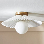 Потолочный светильник с белым плиссированным абажуром Headquarters варинант исполнения - 1 | Loft Concept в Липецке