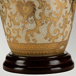 Настольная лампа с фарфоровым основанием с декоративным орнаментом и белым абажуром на темной круглой подставке Elstead Lighting варинант исполнения - 9 | Loft Concept в Липецке