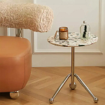 Дизайнерский журнальный стол с круглой столешницей на изогнутых стальных ножках Obafaby варинант исполнения - 1 | Loft Concept в Липецке