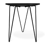 Стол журнальный с круглой столешницей из стекла на 3-х черных ножках Beige Marble варинант исполнения - 4 | Loft Concept в Липецке