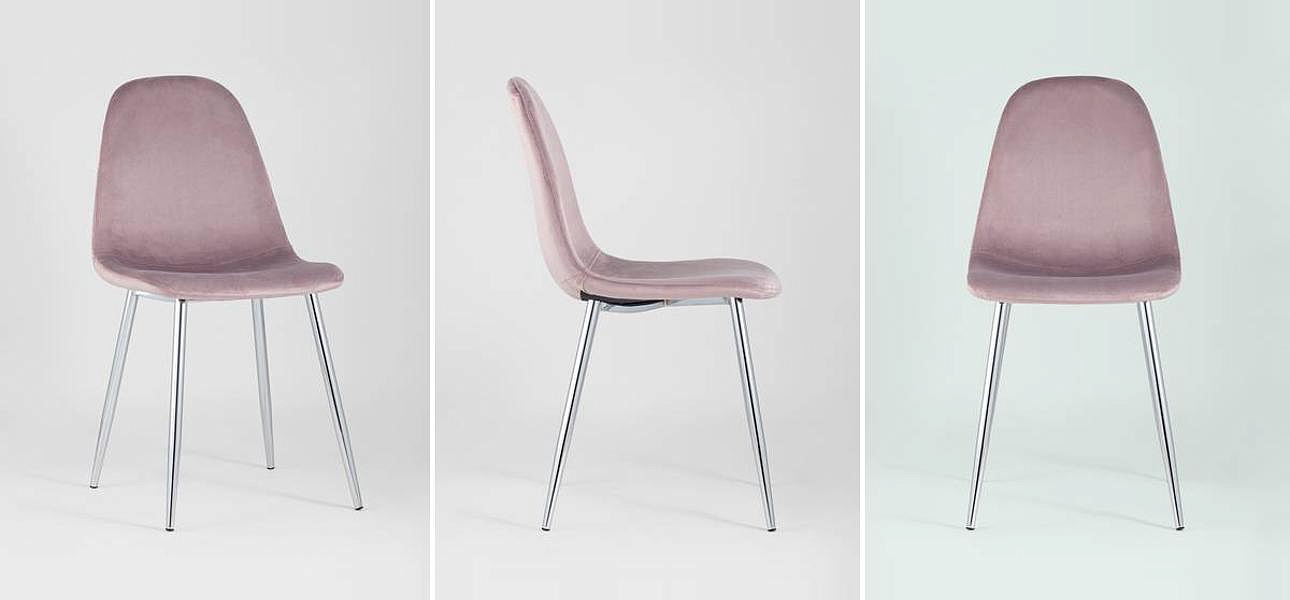 Стул Archie Chair Пыльно-Розовый Велюр Хромированные ножки Стул Archie Chair Пыльно-Розовый Велюр Хромированные ножки - Loft-Concept в Липецке