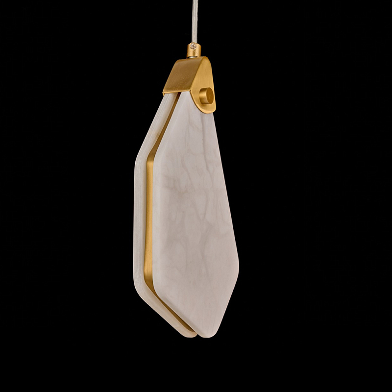 Подвесной светильник фигурный плафон Stone Polygon Белый Латунь в Липецке | Loft Concept 