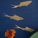 Обои с вышивкой ручной работы Deco Fish Aurum colourway on Caribbean Sea slub silk варинант исполнения - 1 | Loft Concept в Липецке