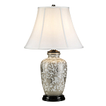 Настольная лампа с фарфоровым основанием с декоративным орнаментом и белым абажуром на темной круглой подставке Elstead Lighting варинант исполнения - 11 | Loft Concept в Липецке