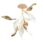 Люстра потолочная с белыми матовыми и золотыми глянцевыми листьями Wintery flovers варинант исполнения - 1 | Loft Concept в Липецке