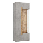 Шкаф-витрина с фасадом цвета серый бетон и стеклянными дверками Grace of Furniture варинант исполнения - 2 | Loft Concept в Липецке