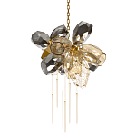 Люстра подвесная со стеклянными плафонами из дымчатого и золотистого с шестью вертикальными подвесками Gilded Mirage  варинант исполнения - 1 | Loft Concept в Липецке