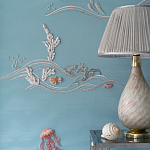 Обои с вышивкой ручной работы Amami Waves Moonbeam colourway on silk moire варинант исполнения - 4 | Loft Concept в Липецке