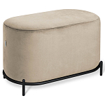 Банкетка овальная бежевый велюр на 4-х металлических ножках черного цвета SANJAY варинант исполнения - 1 | Loft Concept в Липецке