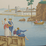 Обои ручная роспись Views of Italy Olive варинант исполнения - 1 | Loft Concept в Липецке