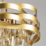 Люстра цвета матового золота с металлическими лентами и длинными прозрачными подвесками Gilded Waves варинант исполнения - 6 | Loft Concept в Липецке