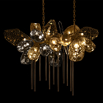 Люстра подвесная с 22-мя гранёными стеклянными плафонами с вертикальными подвесками Gilded Mirage  варинант исполнения - 8 | Loft Concept в Липецке