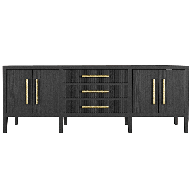 Большая VT-тумба Primo шпон Черный дуб Черный Золотой в Липецке | Loft Concept 