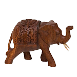 Статуэтка из дерева суар в виде слона в традиционном облачении Little Elephant варинант исполнения - 2 | Loft Concept в Липецке