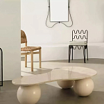 Дизайнерский журнальный стол с изогнутой столешницей на круглых ножках Rigilyr варинант исполнения - 2 | Loft Concept в Липецке