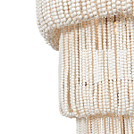 Трехъярусная люстра с подвесками из круглых деревянных бусин белая White Beads Three-tier Chandelier  варинант исполнения - 5 | Loft Concept в Липецке