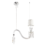 Подвесной светильник с белым текстильным абажуром и изогнутым хрустальным основанием с подвесками Lustre Reverie варинант исполнения - 2 | Loft Concept в Липецке
