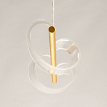 Люстра линейная золотистого цвета с двумя прозрачными волнистыми элементами Wave Line варинант исполнения - 8 | Loft Concept в Липецке