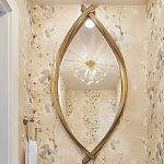 Зеркало овальное в деревянной золотистой раме Oval Gold Lines варинант исполнения - 3 | Loft Concept в Липецке