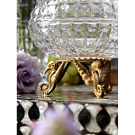 Конфетница прозрачная стеклянная на бронзовых ножках в виде морских коньков с крышкой в виде ракушки Eden Garden варинант исполнения - 5 | Loft Concept в Липецке