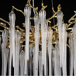 Люстра золотого цвета с декоративными ветками и длинными прозрачными стеклянными подвесами в форме сосулек Droplet Chandelier варинант исполнения - 10 | Loft Concept в Липецке