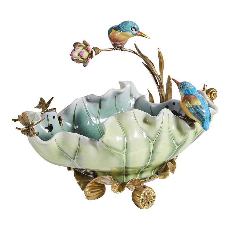 Чаша в виде листка лотоса с птицами Eden Garden Мульти Бронза в Липецке | Loft Concept 