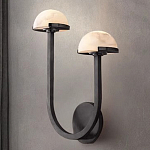 Бра с 2-мя мраморными плафонами на черном корпусе Light Warm Light варинант исполнения - 3 | Loft Concept в Липецке