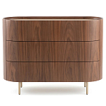 Комод округлой формы с тремя ящиками Walnut and Leather варинант исполнения - 1 | Loft Concept в Липецке