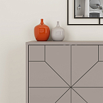 Комод бежево-серый с 4-мя дверцами с геометрическим рисунком на металлических ножках DUNE CONSOLE LIGHT MOCHA варинант исполнения - 4 | Loft Concept в Липецке