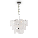 Люстра из белых стеклянных дисков на серебрянном каркасе White Glowing Reflectors варинант исполнения - 3 | Loft Concept в Липецке