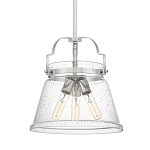 Подвесной светильник с прозрачным стеклянным плафоном в форме колокола с эффектом пузырьков и тремя лампами Quoizel варинант исполнения - 1 | Loft Concept в Липецке