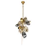 Люстра подвесная вытянутой формы с плафонами из стекла и металла с тремя вертикальными подвесками Gilded Mirage  варинант исполнения - 6 | Loft Concept в Липецке