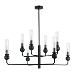 Люстра с 8-ю плафонами в форме стеклянных трубок и мраморных декоративных элементов Montreal варинант исполнения - 3 | Loft Concept в Липецке