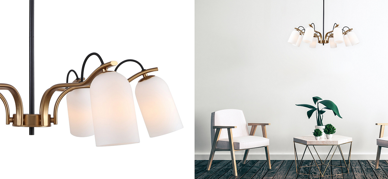 Люстра с белыми плафонами May-lily Люстра с белыми плафонами May-lily - Loft-Concept в Липецке