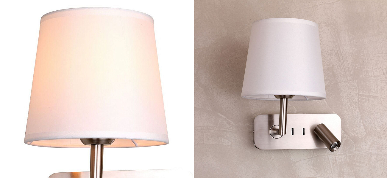 Бра с абажуром Trumpet Lamp Nickel 2 лампы Бра с абажуром Trumpet Lamp Nickel 2 лампы - Loft-Concept в Липецке