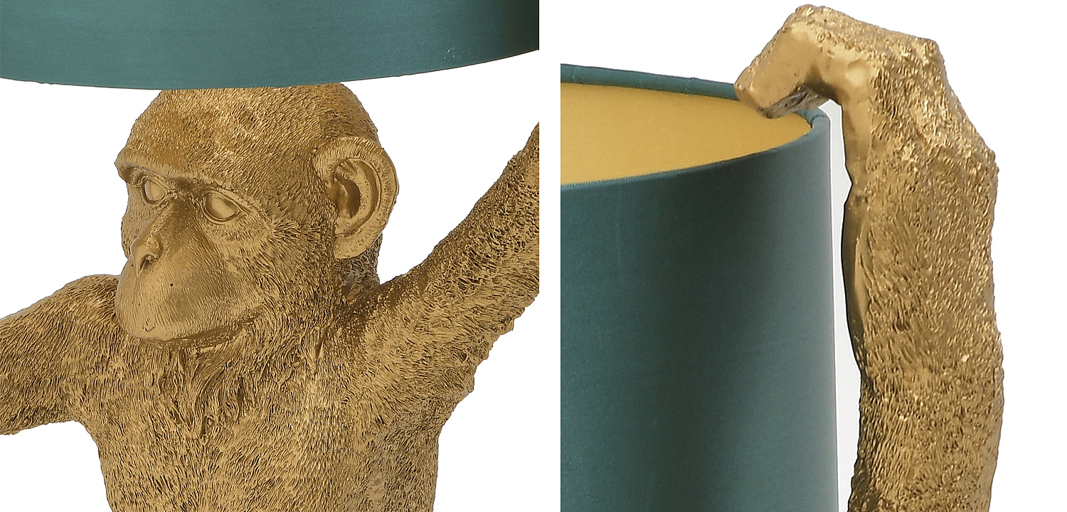 Настольная лампа Gold Monkey Holding Lampshade Настольная лампа Gold Monkey Holding Lampshade - Loft-Concept в Липецке